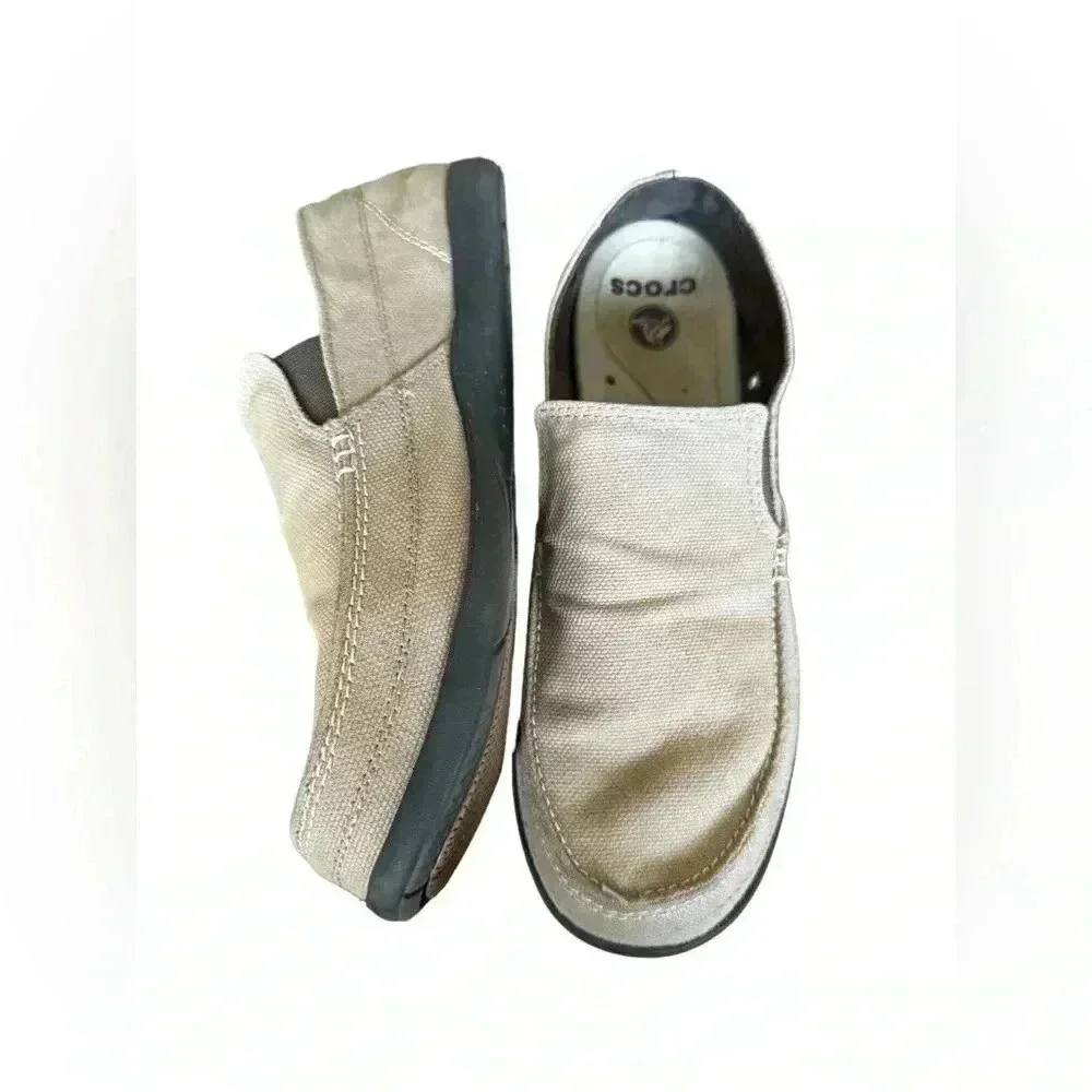 Crocs Men's Walu Slip On Loafer Casual Walking Shoes Khaki Espresso Size 10